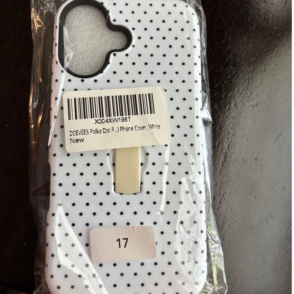 Zoevees Polka Dot Phone Cover White Black With Kickstand New X004XW198T